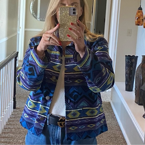 Chico’s anniversary collection Aztec denim jacket. Chico’s size 0, (S) - Picture 2 of 8